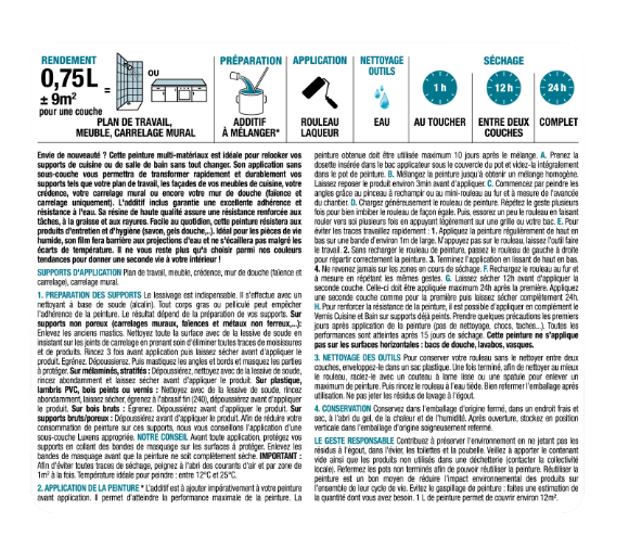 Peinture carrelage, meuble, crédence sage 3 satin LUXENS Cuisine et bain 0.75L