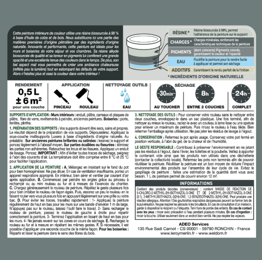 Peinture mur, boiserie cactus 6 mat LUXENS Biosourcée 0.5L