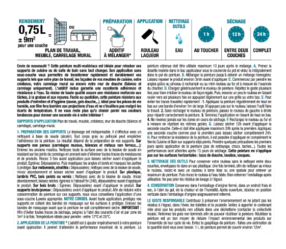Peinture carrelage, meuble, crédence granit 6 satin LUXENS Cuisine et bain 0.75l