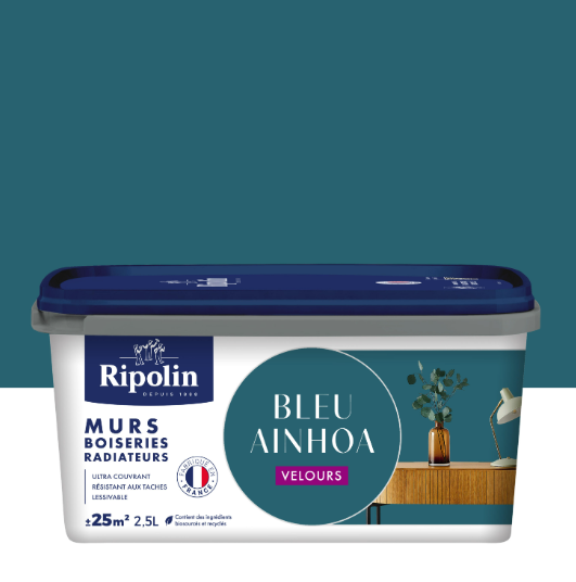 Peinture mur bleu ainhoa velours RIPOLIN Intérieur 2.5L