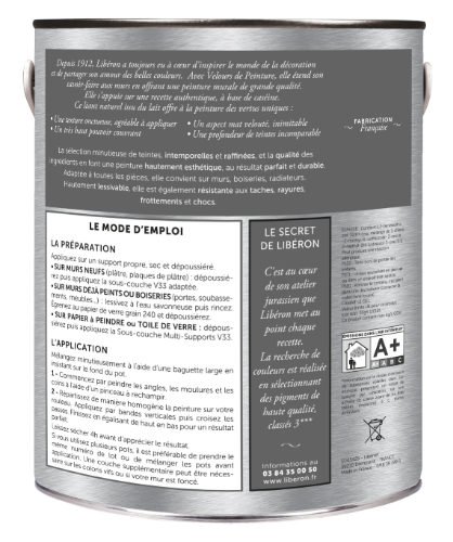 Peinture mur et plafond fleur de lin velours LIBÉRON Velours de peinture® 2.5L