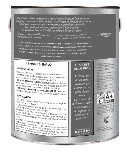 Peinture mur et plafond bleu paon velours LIBÉRON Velours de peinture® 2.5L
