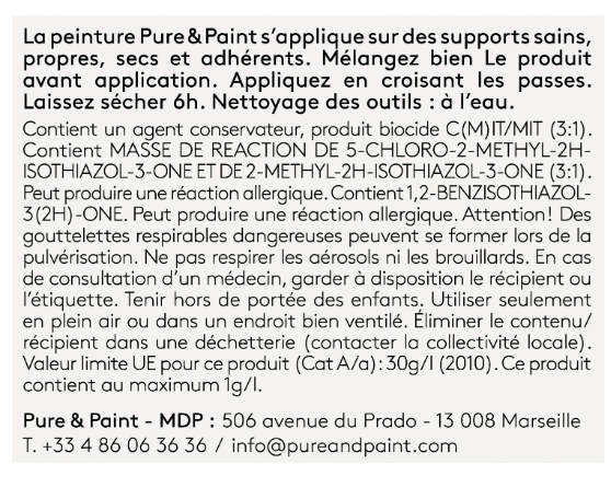 Peinture mur et plafond calcaire velours PURE & PAINT , 0.1L