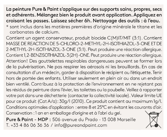 Peinture mur et plafond bleu de suède velours PURE & PAINT , 0.1L