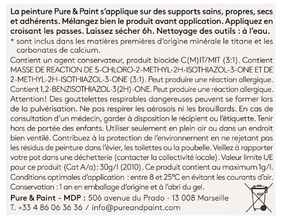 Peinture mur et plafond polo velours PURE & PAINT , 0.1L