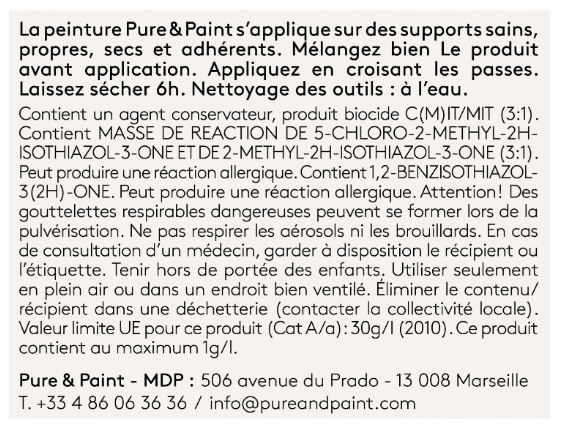 Peinture mur et plafond vert jasmin velours PURE & PAINT , 0.1L