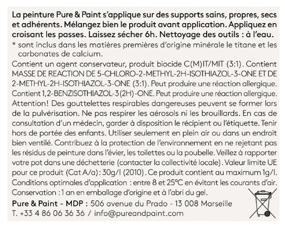 Peinture mur et plafond bloomer velours PURE & PAINT , 0.1L