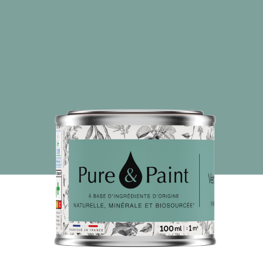 Peinture mur et plafond vert de gris velours PURE & PAINT , 0.1L