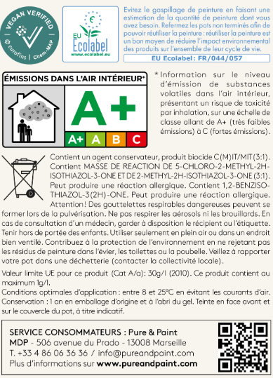Peinture mur et plafond marron d'inde velours PURE & PAINT , 0.5L