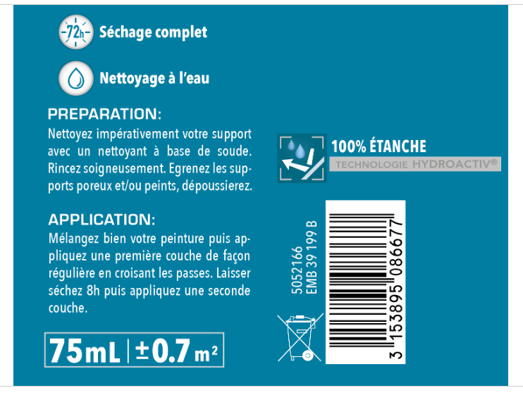 Peinture mur, carrelage gris galet satin V33 Rénovation cuisine et bain 75ml