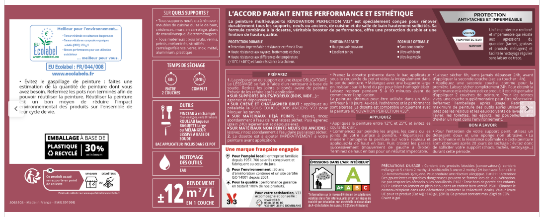 Peinture meuble jaune maïs satin V33 Rénovation cuisine et bain 2L