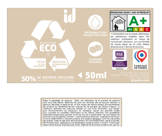 Peinture mur, plafond lin satin ID Eco 0.05L