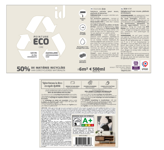 Peinture mur, plafond craie satin ID Eco 0.5L