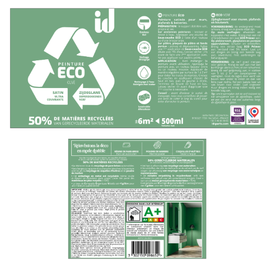 Peinture mur, plafond olive satin ID Eco 0.5L