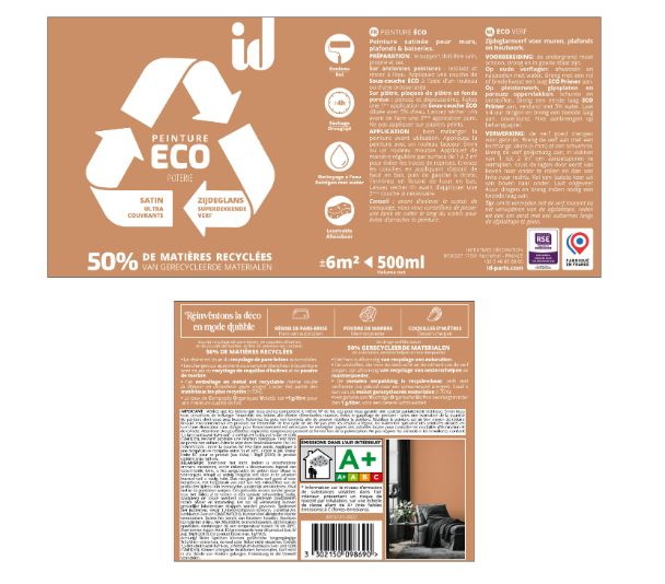 Peinture mur, plafond poterie satin ID Eco 0.5L