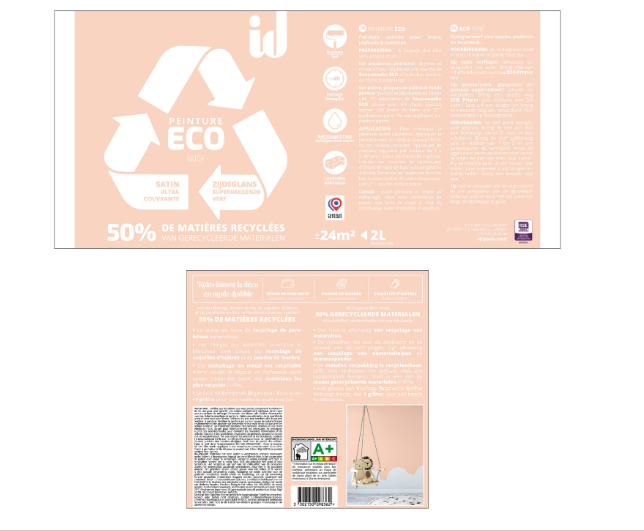 Peinture mur, plafond nude satin ID Eco 2L