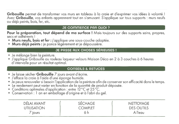 Peinture mur vert tableau mat MAISON DECO Gribouille 0.2L