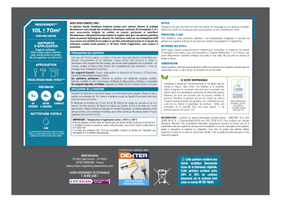 Peinture extérieure façade Conditions extrêmes LUXENS blanc mat 10l