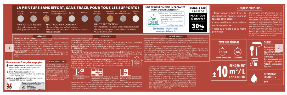 Peinture extérieure façade Easy rénovation V33 pierre mat 10l
