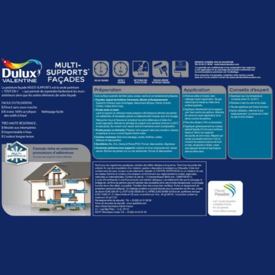 Peinture extérieure façade Ecran+ ms DULUX VALENTINE meuliere mat 10l