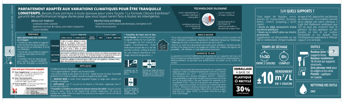Peinture extérieure façade Climats extrêmes® V33 blanc mat 10l