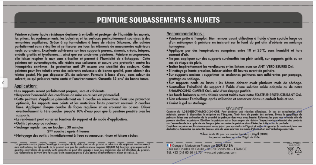 Peinture extérieure façade , OXI gris anthracite satiné 2.5l