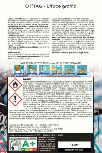 Bombe de peinture Anit graffiti JULIEN 400ml incolre