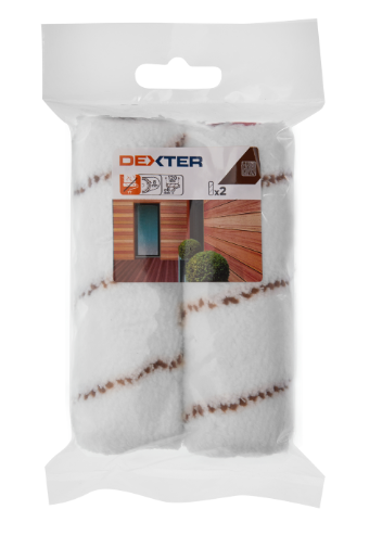 Lot de 2 mini manchons lasure, huile et saturateur pour bois, DEXTER, l.120 mm