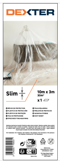 Rouleau de bâche de protection DEXTER, L.3 x l.10 m