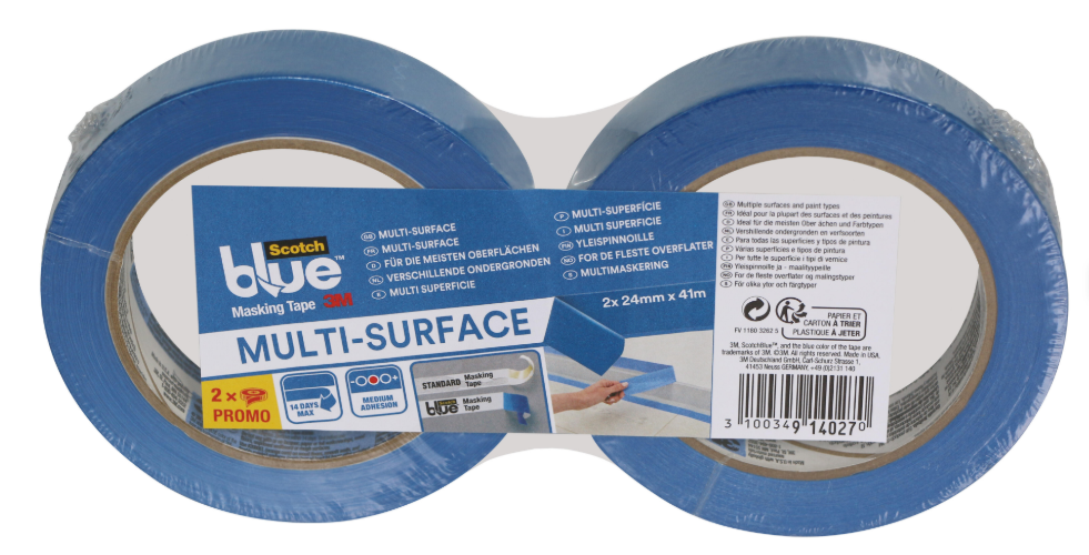 Lot de 2 rubans de masquage SCOTCH l.24 mm x L.41 m Multi-Surfaces