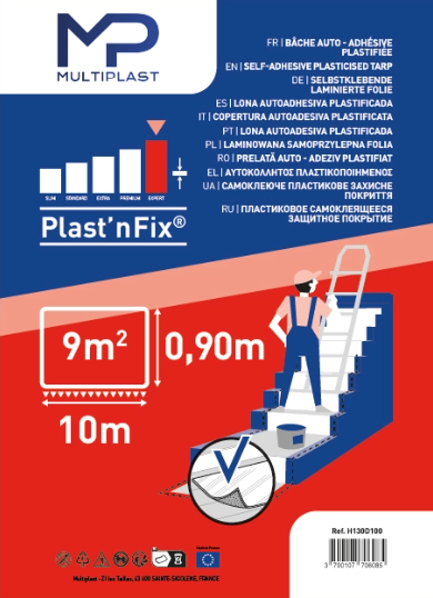 Bâche de protection plastifiée MULTIPLAST, L.10 x l.0.9 m