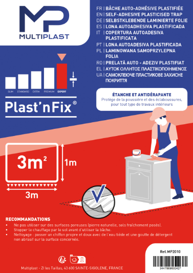 Bâche de protection feuille plastique MULTIPLAST, L.3 x l.1 m