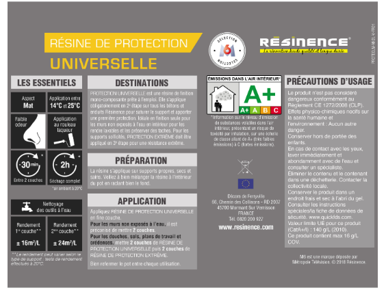Résine de protection Protecteur universel RESINENCE, Incolore, 0.5L