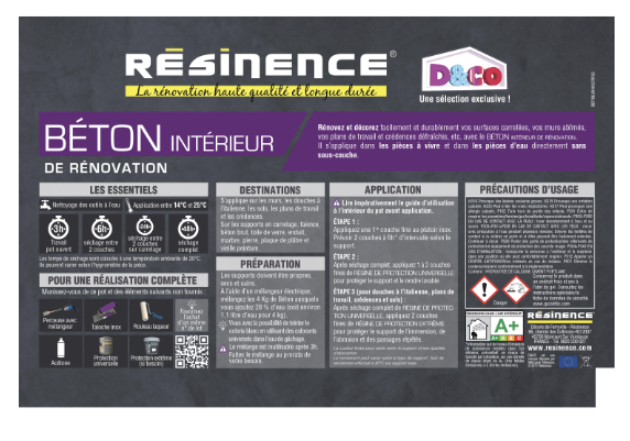 Enduit Béton mur, sol carrelage RESINENCE, pierre naturelle, 4kg