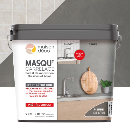 Enduit décoratif Masqu'carrelage béton MAISON DECO, pierre de lave, 9 kg
