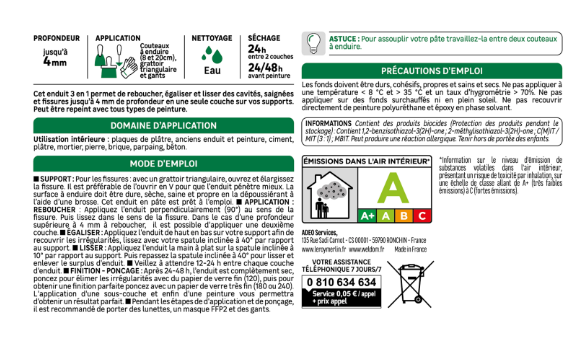 Enduit multifonction en pâte Prêt à l'emploi AXTON blanc 330 g