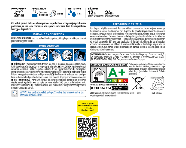 Enduit de lissage en pâte Prêt à l'emploi AXTON blanc 1.5 kg