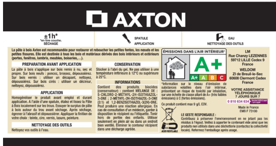 Pâte à bois , AXTON chêne moyen 60 g