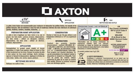 Pâte à bois , AXTON naturel 250 g