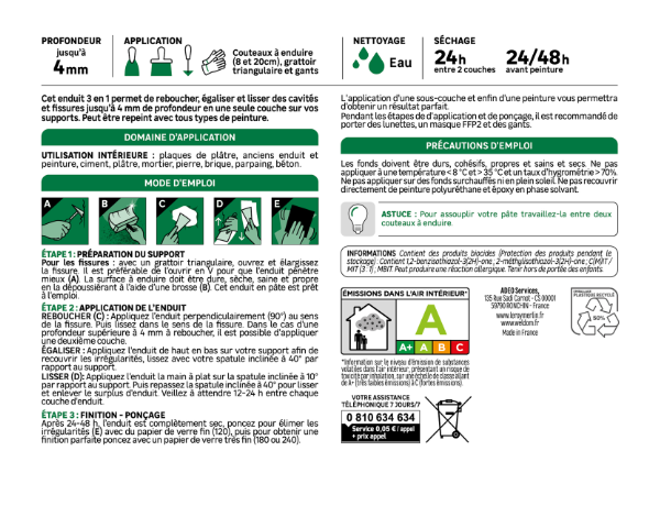 Enduit multifonction en pâte Prêt à l'emploi AXTON blanc 1.5 kg