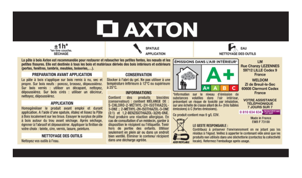 Pâte à bois , AXTON merisier 250 g