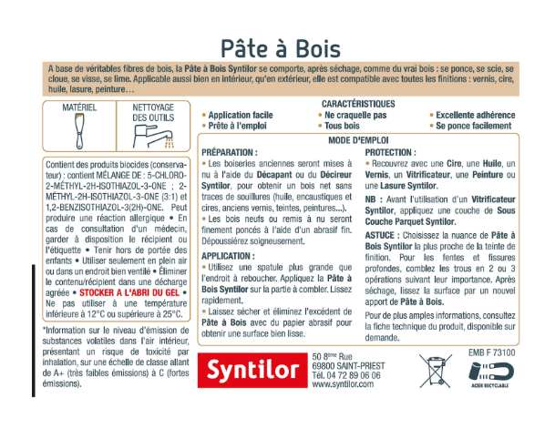 Pâte à bois , SYNTILOR chêne foncé 50 g