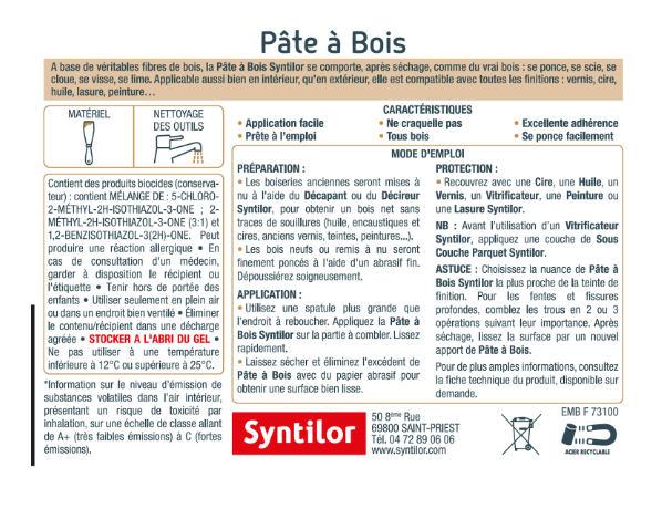 Pâte à bois , SYNTILOR chêne doré 50 g