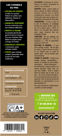 Enduit de rebouchage en pâte Elastique PRESTONETT 330 g