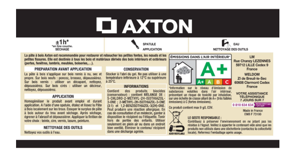 Pâte à bois AXTON chêne clair 500 g