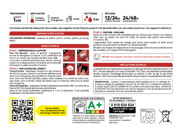 Enduit de rebouchage en pâte AXTON 4 kg
