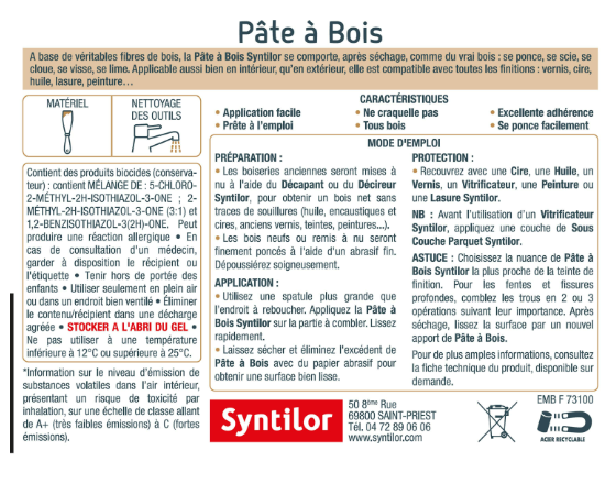 Pâte à bois , SYNTILOR chêne foncé 250 g