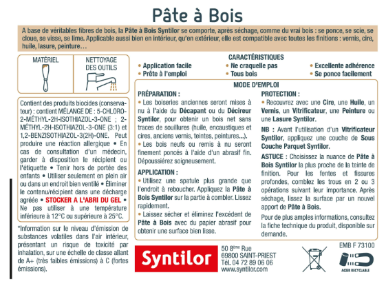 Pâte à bois , SYNTILOR acajou foncé 250 g