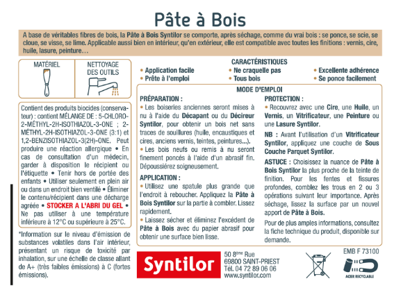 Pâte à bois , SYNTILOR chêne doré 250 g