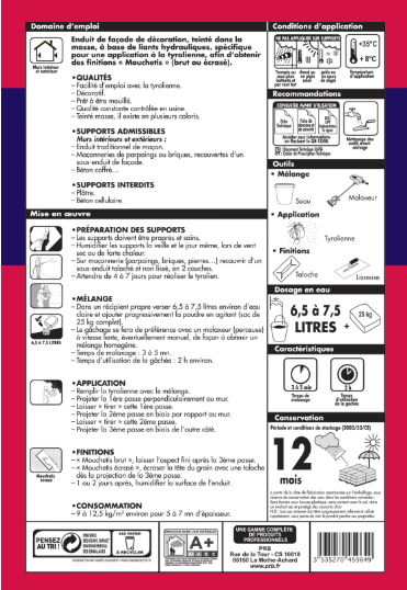 Enduit tyrolien ton pierre PRB 25 kg